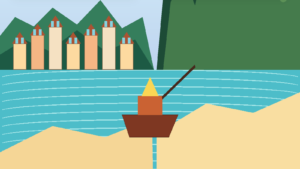 Illustrated coast contrasting road-connected Ao Nang with the limestone cliffs and boat access of Railay