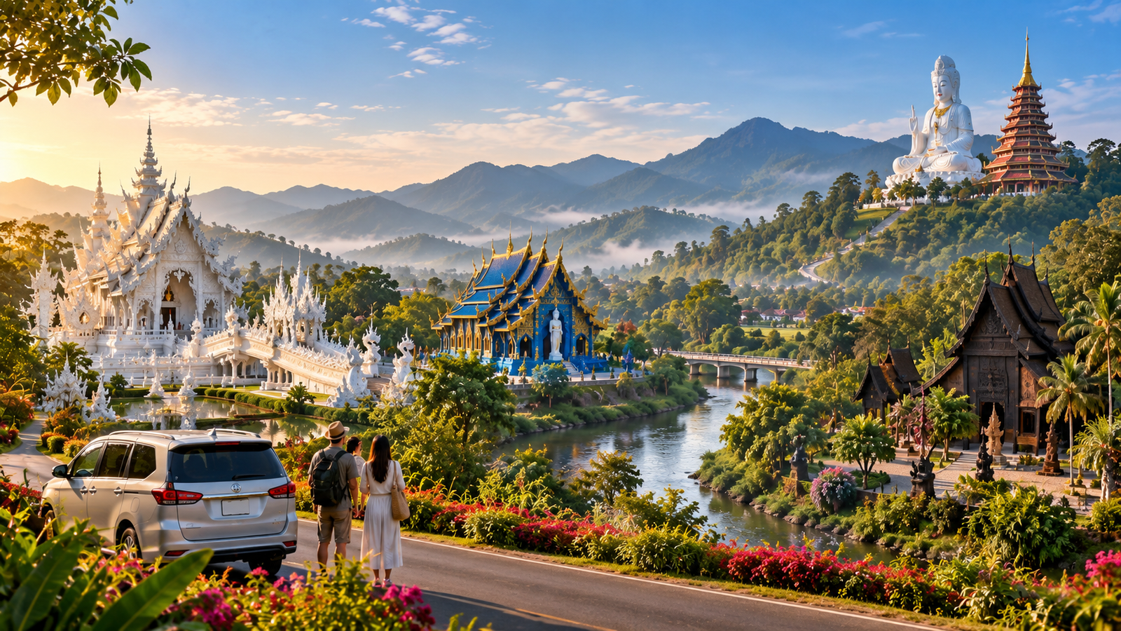 Chiang Rai temple circuit with the White Temple, Blue Temple, Wat Huay Pla Kang and dark Lanna-style art buildings