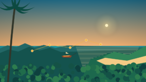 Illustrated five-day Koh Samui itinerary with island scenery and a balanced route covering arrival, an island loop, Ang Thong, a slower day and departure