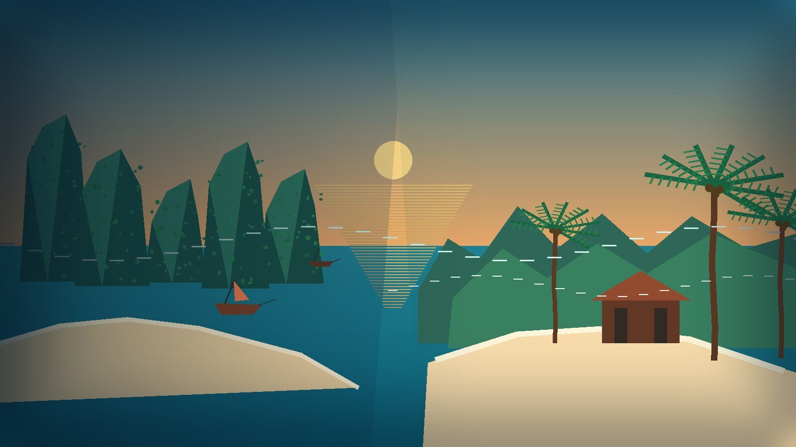 Original illustrated split coastal scene comparing Phuket's Andaman limestone coast with Koh Samui's palm-fringed Gulf beach