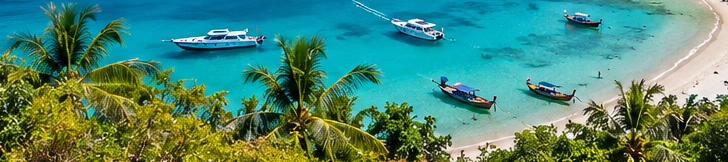 Original tropical bay illustration created for this Koh Tao activities guide.