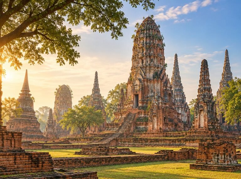 Illustration inspired by the weathered brick monuments of Ayutthaya
