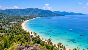 Original illustration of a tropical coast for Best Beaches in Koh Lanta