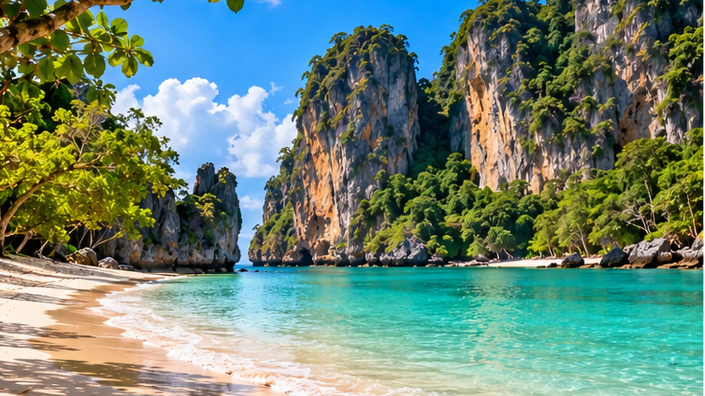 Original illustration of a tropical coast for Best Beaches in Krabi