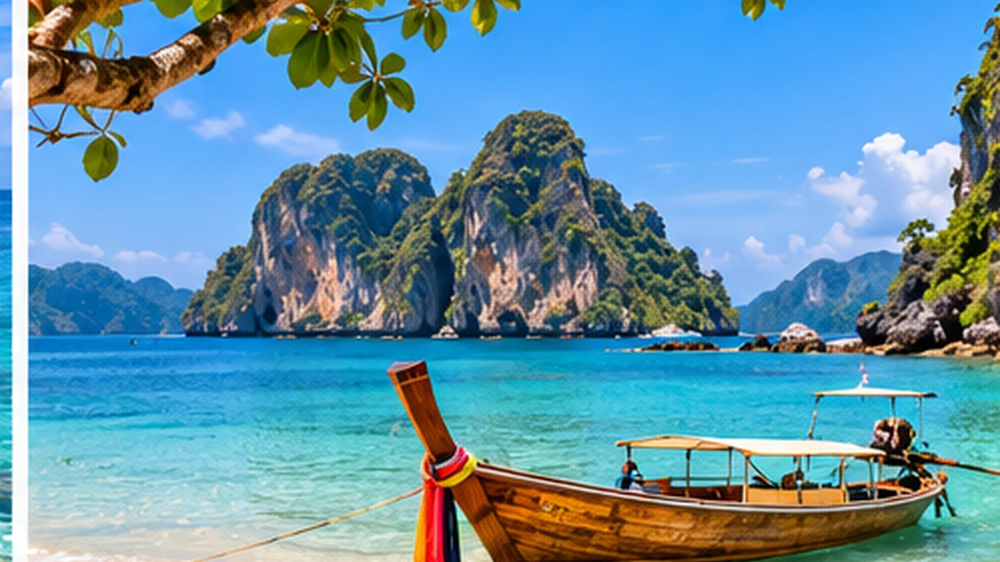 Original illustration of a tropical coast for Best Day Trips from Krabi