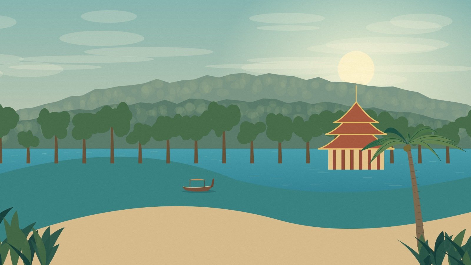 Riverfront greenery and temple roofs inspired by Chiang Mai