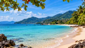 Original illustration of a tropical coast for Best Things to Do in Koh Lanta