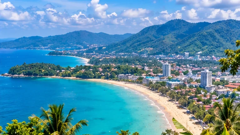 Original illustration of a tropical coast for Best Things to Do in Phuket