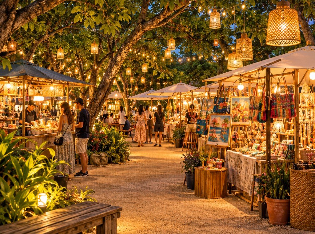 Illustration inspired by an evening arts and food market in Hua Hin