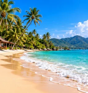 Original illustrated west-coast island beach for the Koh Lanta versus mainland Krabi comparison