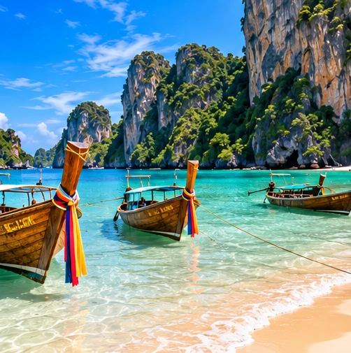 Original illustrated coastal bay for the Krabi versus Koh Samui comparison