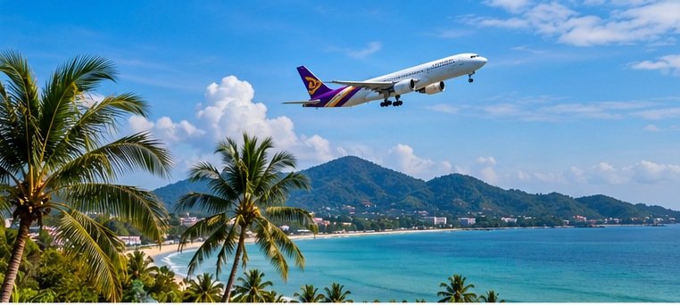Illustrated beach and resort coastline in Phuket
