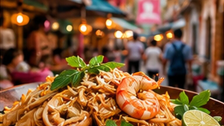 Conceptual illustration of Thai dishes and ingredients arranged for a regional food journey.