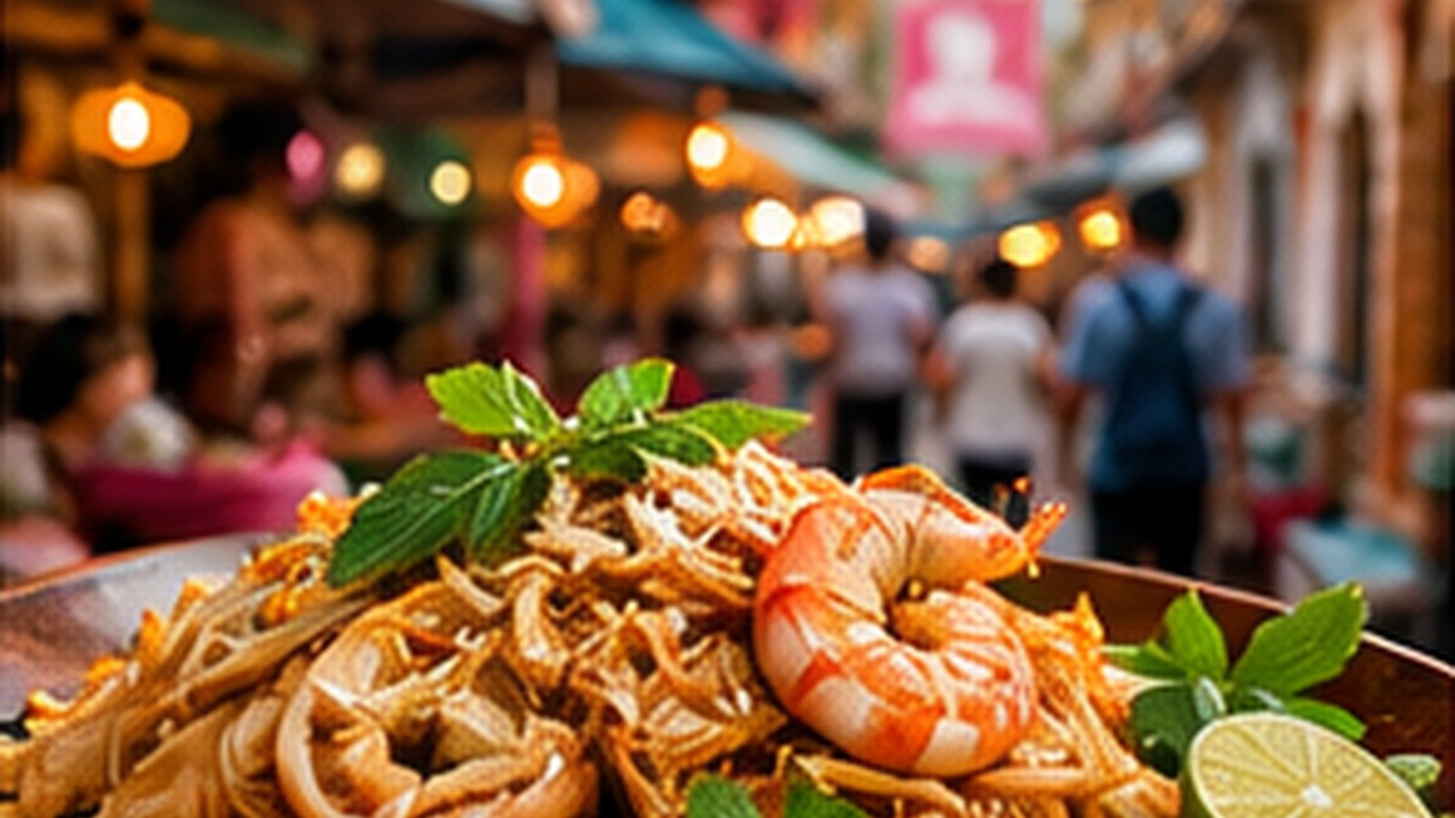 Conceptual illustration of Thai dishes and ingredients arranged for a regional food journey.