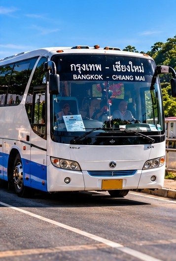 Illustrated coach prepared for a northern Thailand journey