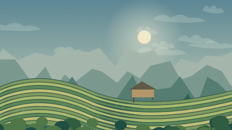 Original green northern rice terraces beneath monsoon clouds