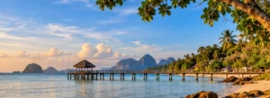 Original illustration of Koh Yao Noi-inspired shoreline and views across Phang Nga Bay