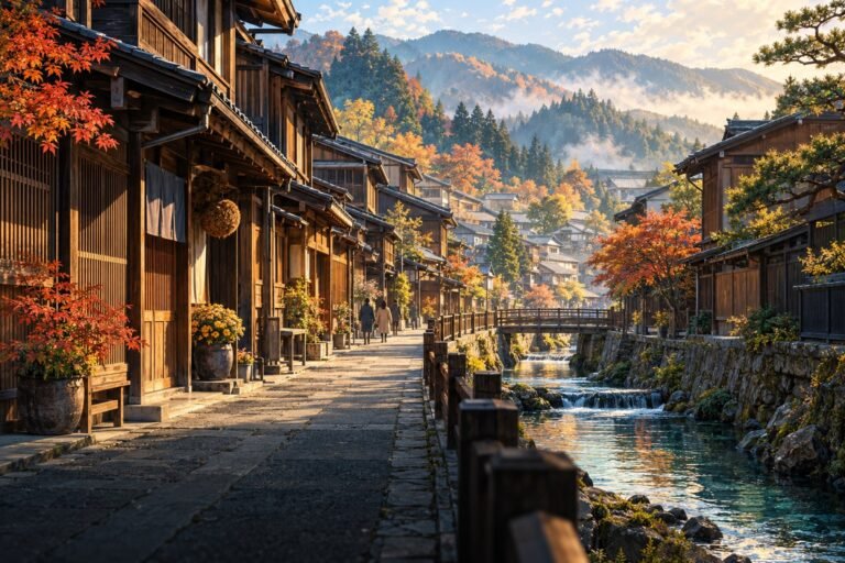 Hida-inspired historic timber street